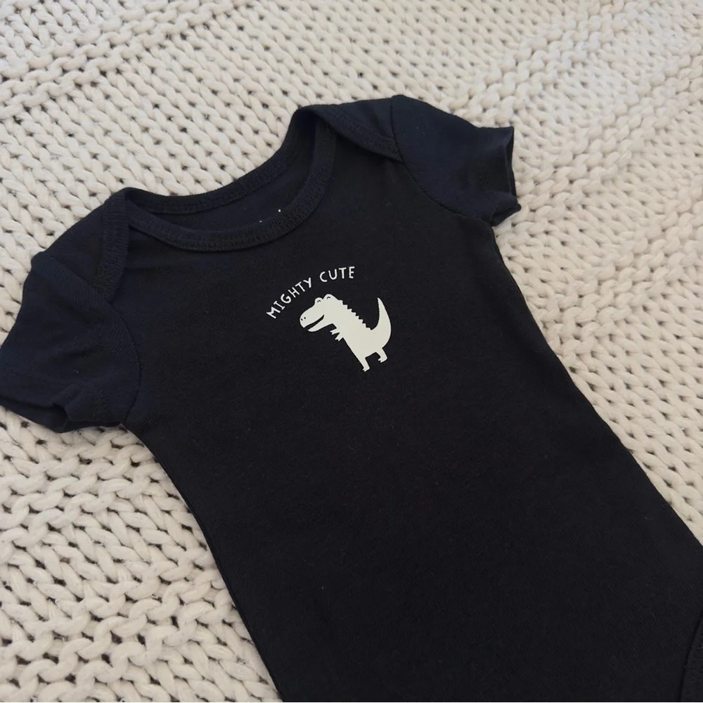 NWOT Carter's Dinosaur Black Baby Newborn Onesie Bodysuit